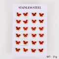Set of 12 pairs of red shell butterfly stud earrings on stainless steel display card - Red Shell / Medium (11*8mm)
