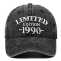 Detailed view of Limited Edition 1990 embroidery on washed cotton baseball cap - 1990