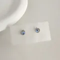 Boucles d'oreilles lune et étoile avec œil de chat bleu et zircons incrustés - Style Lune Étoile Micro-incrusté (2401 Mini Boucles d'oreilles)