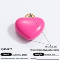 Pink heart stainless steel pendant 11.1mm with 18k gold plating and waterproof finish - Pink Heart Pendant (PJ91047C) / 1 Piece / Pink
