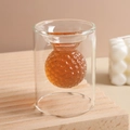 Creative double-wall shot glass with internal golf ball shape holding amber liquid - Golf Double Layer Cup/40ml-100ml