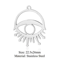 Silberner Edelstahl Auge Anhänger mit Sonnenstrahl Wimpern für DIY Schmuckherstellung - Silbernes Wimpernauge / 22.5x26mm (5 Stück)