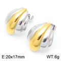 Mixed gold and silver finish irregular shell style titanium steel hoop earrings - Two-tone (KE114286-KFC)