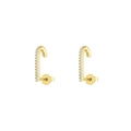 Elegant J-shaped gold earrings with micro-pave white zircon inlay for a stylish look - Gold (Pave J-Style)