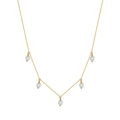 Elegant gold chain necklace with five natural white pearls evenly spaced for women - Gold Five Pearl Style(GPN21)