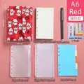 A6 red floral loose-leaf cash envelope budget binder set with lucky cat charm cover - A6 Size/100 Sheets / Red Snap Button Set