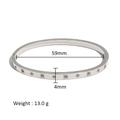 Detail view of silver bangle with 59mm inner diameter, 4mm width, and star-cut zircon detail - Starburst Engraved Zirconia Style (HF-B5113-S)