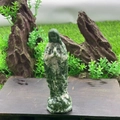 Hand-carved green natural gemstone Virgin Mary figurine for tranquil home decor - Green Spot Jasper