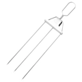 Three-prong stainless steel BBQ fork with semi-automatic slider for grilling meat skewers - Single Fork (OPP Bag)