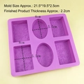 Purple 6-cavity silicone soap mold featuring floral, butterfly, and mandala patterns - 7246-Lace Pattern