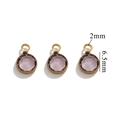 Three 6.5mm light purple round faceted crystal connectors with gold plated edges for DIY - Single Hole Gold - Light Purple