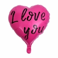 Détail d'un ballon en aluminium rose en forme de cœur avec imprimé I Love You - Ballon en Cœur - I LOVE YOU Rose Rouge