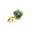Golden bead with teal green enamel barrel charm for DIY bracelet jewelry design - Turquoise Enamel Drum