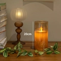 20cm amber glass LED candle with realistic flame for warm Christmas home decor - Transparent 20cm