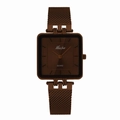 Orologio al quarzo quadrato classico con cinturino a maglia in acciaio inox marrone - Piccolo / caffè