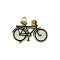 Retro gold alloy bicycle charm with black and white enamel drip for DIY jewelry making - Black Bicycle