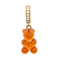 Colorful resin gummy bear pendant necklace in orange with gold micro-pave bail - Caramel Transparent Coffee