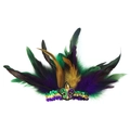 Colorful Mardi Gras sequin mask with purple, green and gold feathers and fleur-de-lis - Feather Sequin Headband-Purple Green Gold Heart