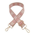 Tracolla etnica larga regolabile rosa e beige per borse con ganci dorati in metallo - Chiusura in Argento / X29-Crema Rosa Scuro