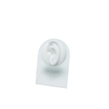 White silicone ear model on acrylic stand for jewelry display and piercing practice - White (Left Ear) With Stand