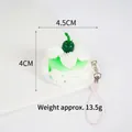 Miniature green cream cake pendant with pink lanyard and lobster clasp charm - Green Cake with Green Cherry