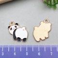 DIY cartoon panda enamel pendant with gold finish for earrings and jewelry making - Panda Turning Head