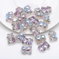 Iridescent 12x14mm teddy bear crystal beads for DIY jewelry making in AB clear finish - Phantom Purple