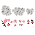 Silikon-Blumenform-Set mit Kirschblüten-Fondantformen für Kuchendekoration - Grauweißes Dreiteiliges Set / Off-White