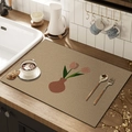 Absorbent linen-style kitchen drying mat with honeycomb texture and tulip pattern - Vase Tulip / 30*40cm [Waterproof Thin Leather]