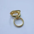 Three-piece gold-finished rings set featuring a green gemstone and sparkling zircons - Spec 5 (Green Gemstone A)