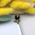 Pendaglio tulipano con petali neri e foglie verdi per creazione di gioielli fai-da-te - Nero
