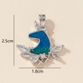 Unicorn horseshoe necklace pendant with blue gradient zircon wings 2.5cm size - Silver Unicorn