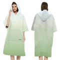 Quick-dry light green gradient surf poncho with hood and front pocket and surfing print - One Size / Pocket Style - Gradient Green