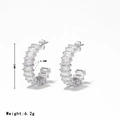 Orecchini a cerchio in argento con brillanti zirconi a baguette e pietre trasparenti - Argento-Zircone Bianco