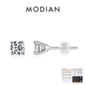 S925 sterling silver moissanite stud earrings with GRA certificate and secure backings - 925 Silver / 1.00CT (6.50mm)