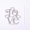 Rhinestone LOVE cake topper with hearts and mounting stick for romantic party decor - Felt Rhinestone Heart Love Style E 5Pcs