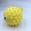Yellow pufferfish squeeze toy made of soft rubber for children water play and stress relief - Yellow Bath Dolphin