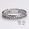 Dettaglio del bracciale a catena punk argento largo 17mm in acciaio inossidabile - 17mm / Color Acciaio