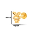 Piercing a coniglio dorato in titanio con occhi in gemma chiara, misura 0,6 cm x 0,5 cm - Stile Coniglietto (T2510-4#黄金)