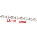 Polished silver stainless steel oval chain links in 1.8mm width for jewelry making - Steel Color Oval P-Angle Chain (1.8mmx7mm)