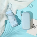 Lichtblauwe mini opvouwbare paraplu met bijpassende matte harde koffer voor reizen - Card Holder / Hemelsblauw