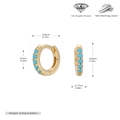 Detailed size and material specs for gold S925 sterling silver turquoise hoop earrings - Inner Diameter 6mm / Gold (Gold Plated)