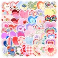 Close-up of heart-shaped stickers featuring colorful floral, fruit, and plaid patterns - Watercolor Floral & Plaid Hearts(TQ50-1131)