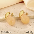 Orecchini a goccia in resina arancio chiaro con perni dorati, misura 32x17mm e peso 15g - Arancione (KE115124-SP)