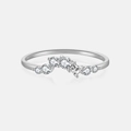 Minimalist S925 sterling silver ring with elegant curved row of square and round zircons - US 6 / Silver V Crown