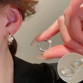 Elegant silver hoop earrings with white pearl accents for a sweet minimalist look - Silver Hoop Single Pearl Earrings(ED2023-1)