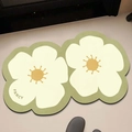 Flower shaped absorbent bath mat in green and cream tones with Fancy lettering - Large Green Flowers / 30*40cm [standard Diatomaceous Earth Wall]