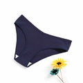 Detail of dark blue ribbed cotton briefs with V-cut waist and breathable texture - L / Navy Blue