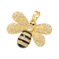 Pendentif abeille plaqué or créatif avec zircone étincelant et détails en émail noir - Abeille / Doré