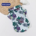 Hawaiian pet shirt for dogs with light blue fabric and green palm leaf patterns - S / Green Leaf Shirt